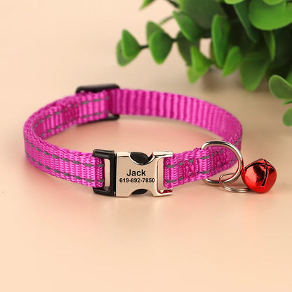Free personalized kitten collar, engraved with pet dog's name, anti-lost, suitable for cats and small dogs, adjustable