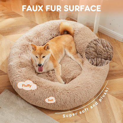 JHK Calming Dog Bed Washable Plush Faux Fur Cozy Comfort