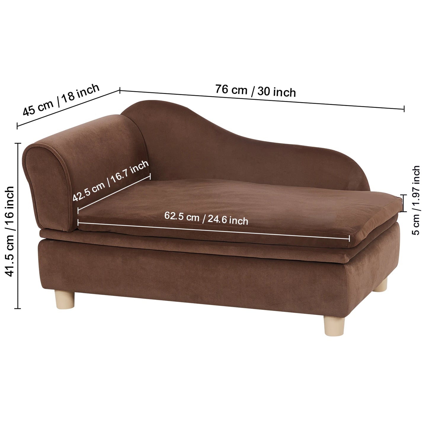 SucceBuy Velvet Pet Sofa for Dogs and Cats Living Room