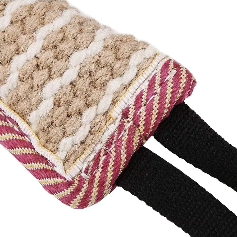 Dog Tug Toy Jute Bite Pillow With Two Handles Training
