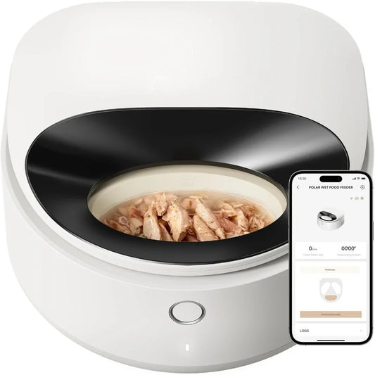 Automatic Cat Feeder Wet Food Refrigerated New Control,Semiconductor Cooling&Chills Wet Food Dispenser,Timed Auto Pet Feeder