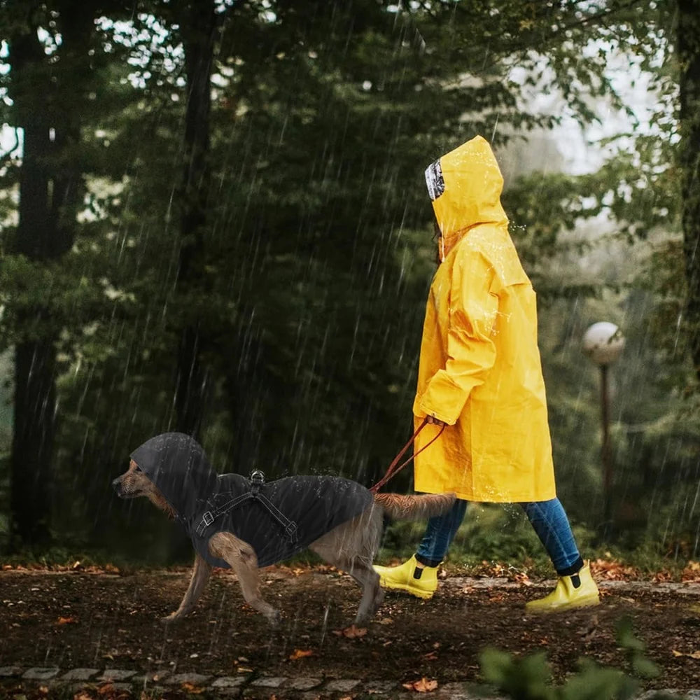 Reflective Waterproof Dog Raincoat Adjustable Hooded Jacket Small Medium Large Dogs Easy Wear Rain Gear