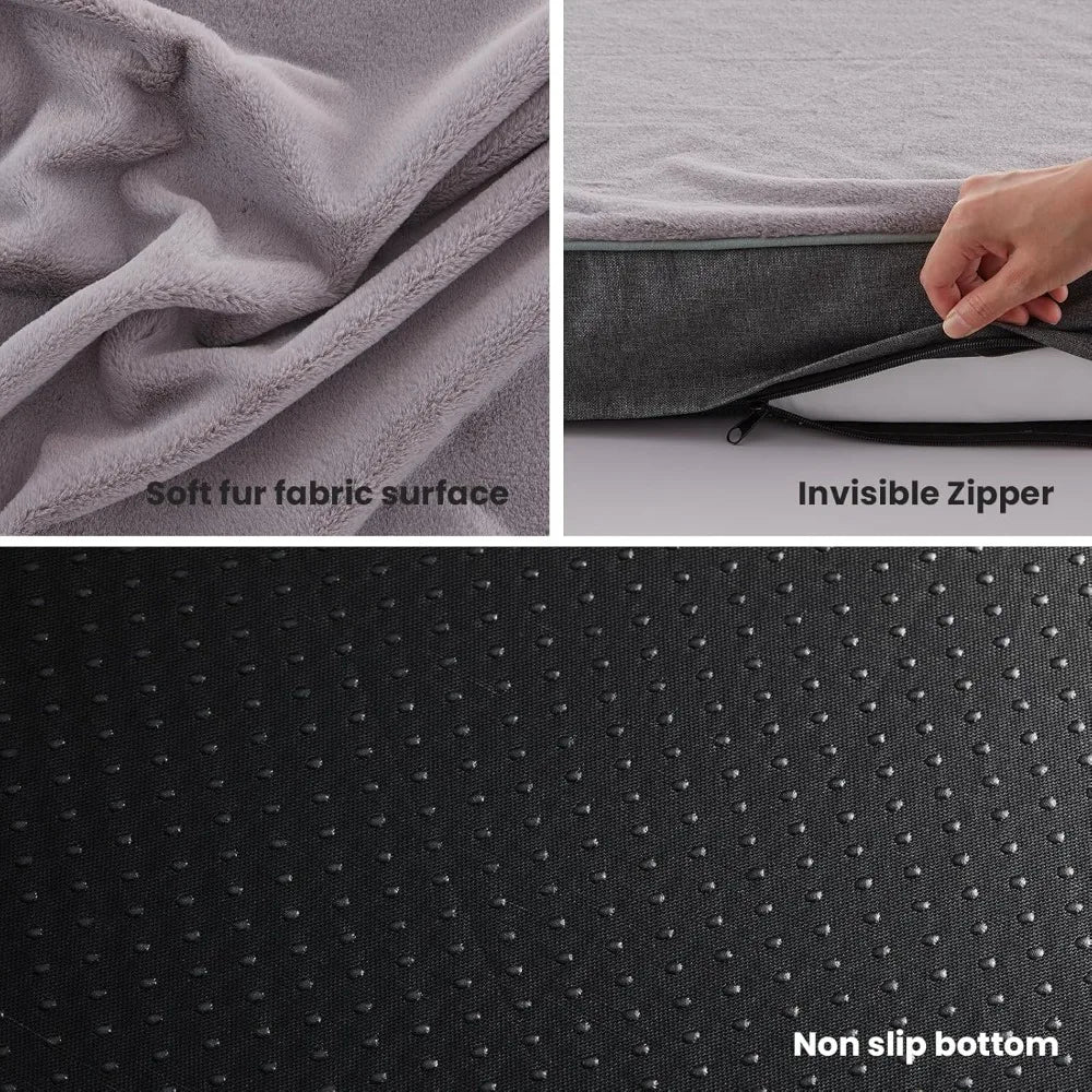 Orthopedic Memory Foam Dog Bed With Cooling Gel Crate Mat