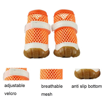 Su Dog Shoes Breathable Dog Net Shoes Soft PVC Hollow Out Dog Shoes Anti-Slip Dog Sandals Shoes Outdoor