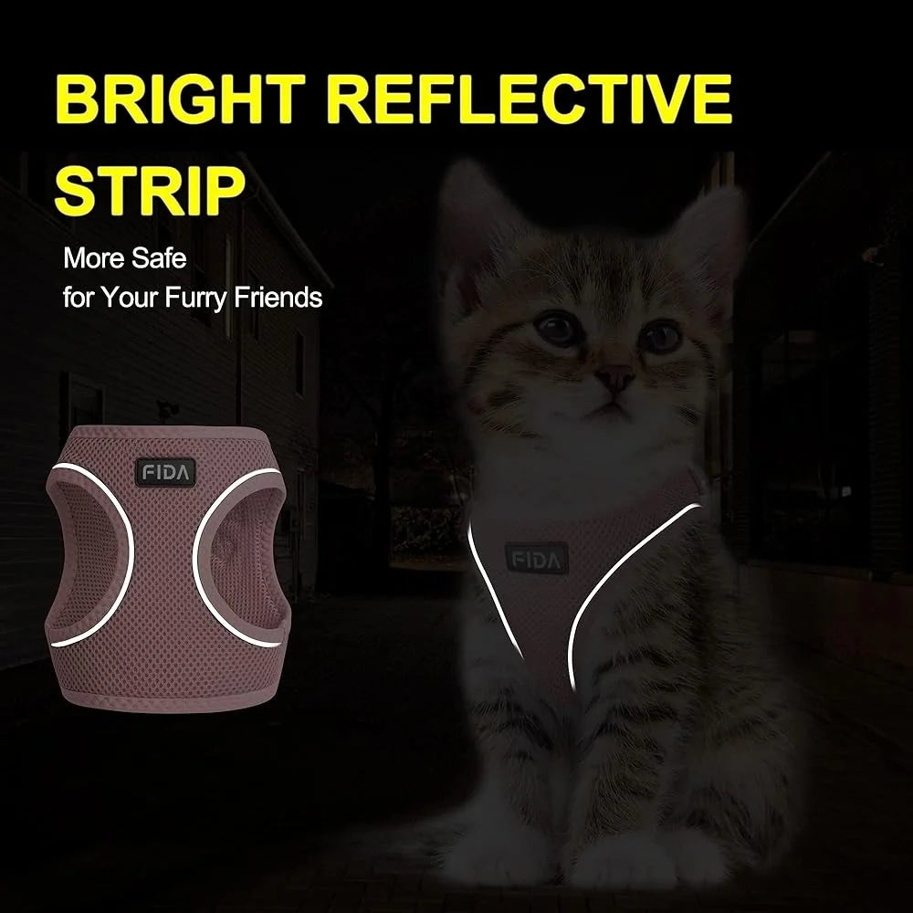 Adjustable Escape Proof Mesh Cat Harness And Leash Set