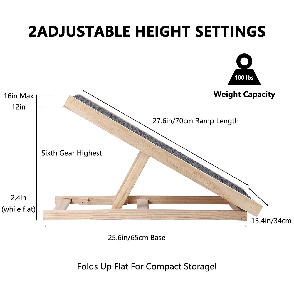 TWISTER.CK Pine Wood Dog Ramp Ladder Folding Non Slip