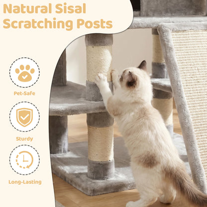 Four-Tier Cat Tree Tower With Condos And Plush Perches