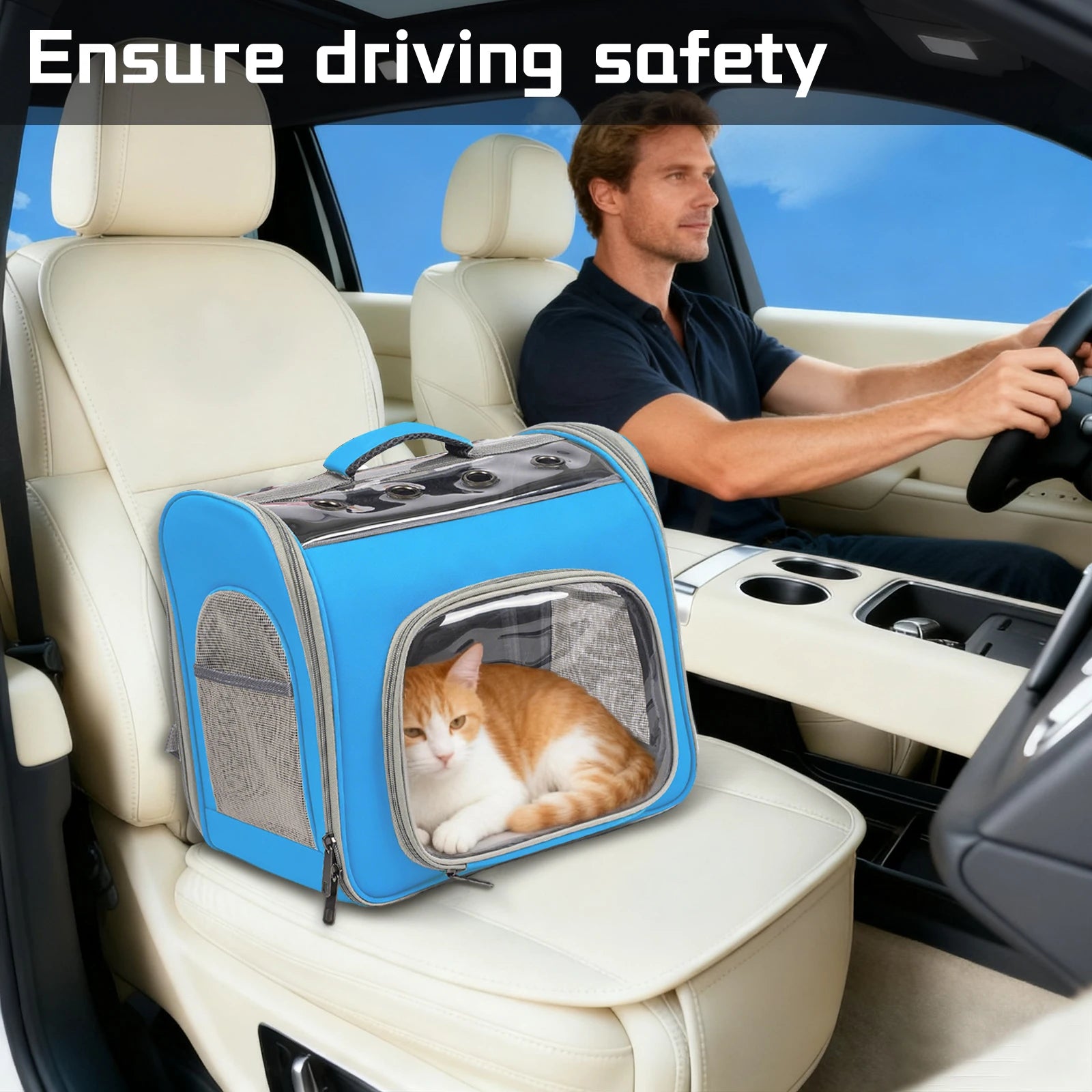 Breathable Cat Backpack With Front Opening Mesh Window