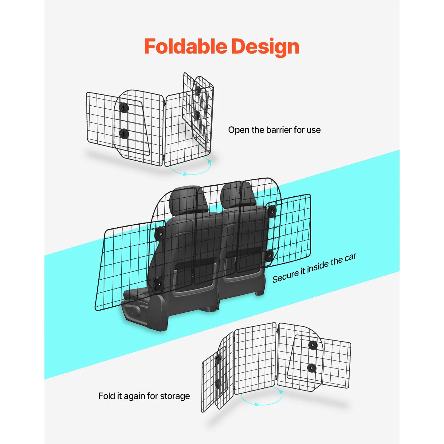 SucceBuy Dog Car Barrier Universal Fit Back Seat Pet Guard