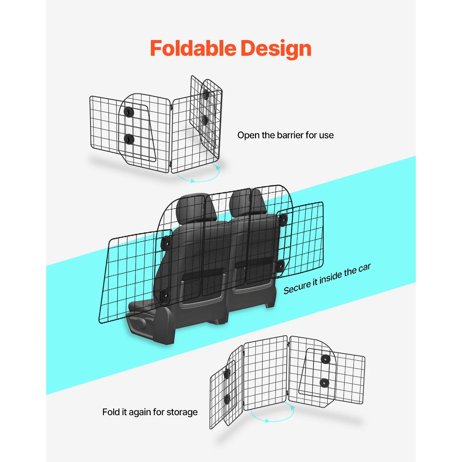 SucceBuy Dog Car Barrier Universal Fit Back Seat Pet Guard