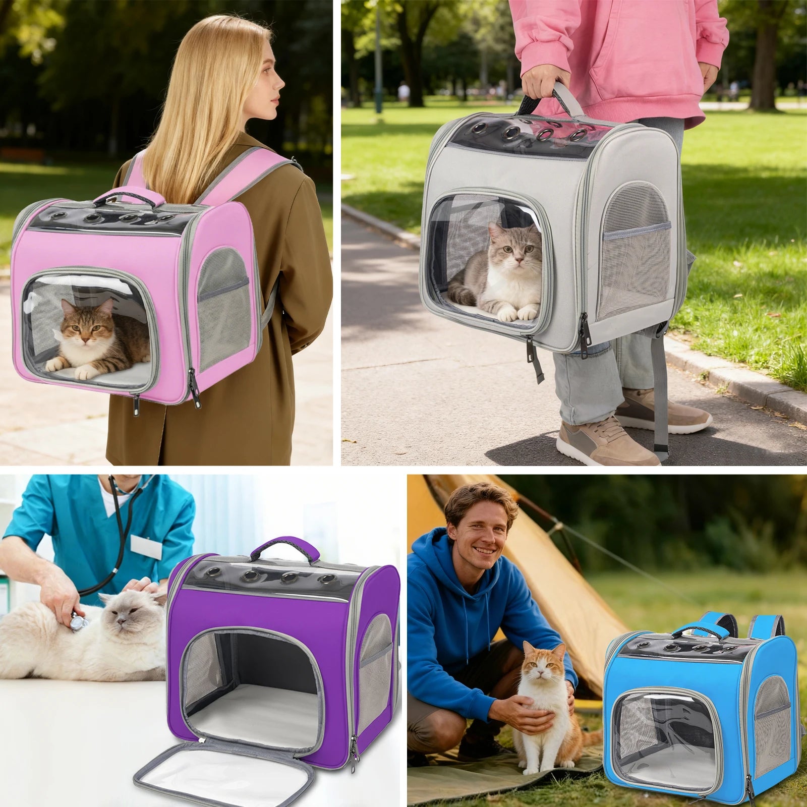Breathable Cat Backpack With Front Opening Mesh Window