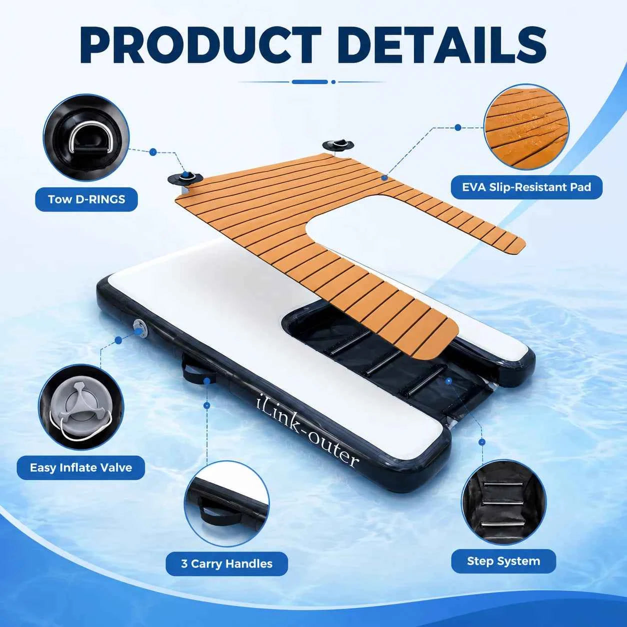 VANCEN Inflatable Dog Ramp for Small Dogs Easy Assembly Supports up to 230lbs Ideal Pet Accessory for Lakes Rivers Beaches