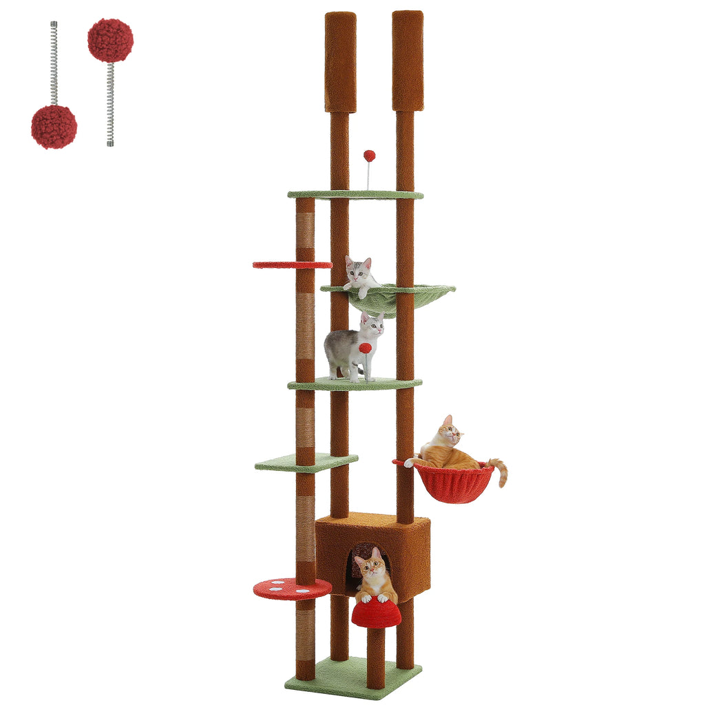 PETEPELACN Floor to Ceiling Cat Tree With Condo Hammock