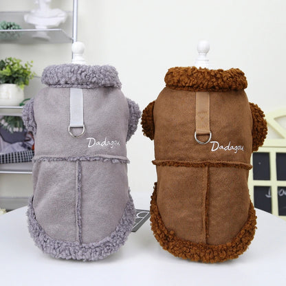 British Style Dog Jacket Lamb Fleece Winter Dog Clothes for Small Dogs Puppy Costume Chihuahua Warm Coat Pet Pug Yorkie Outfits