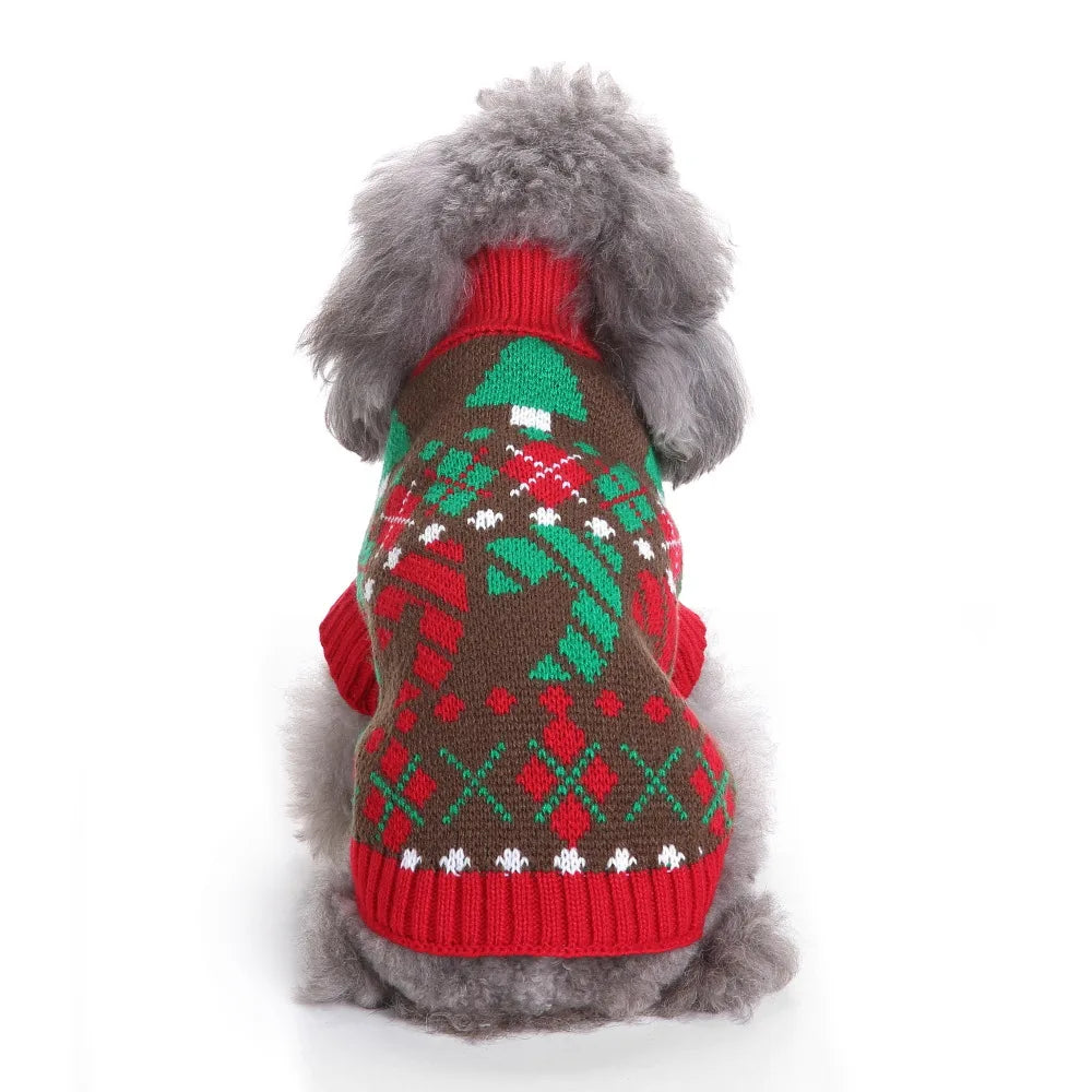 Dog Stripes Sweaters Winter Knitting Pet Sweater for Medium Large Dogs Christmas Elk Dog Clothes Labrador Pullovers Costume