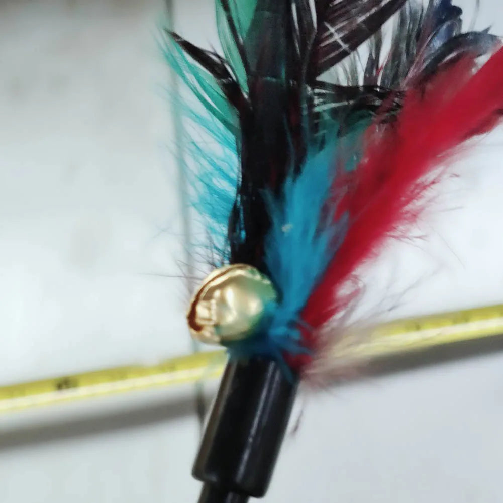 5pcs/set Chicken Feather Cat Stick Colorful Feather Funny Cat Stick Exquisite Portable Creative Fashion Novelty Pet Cat Supplies