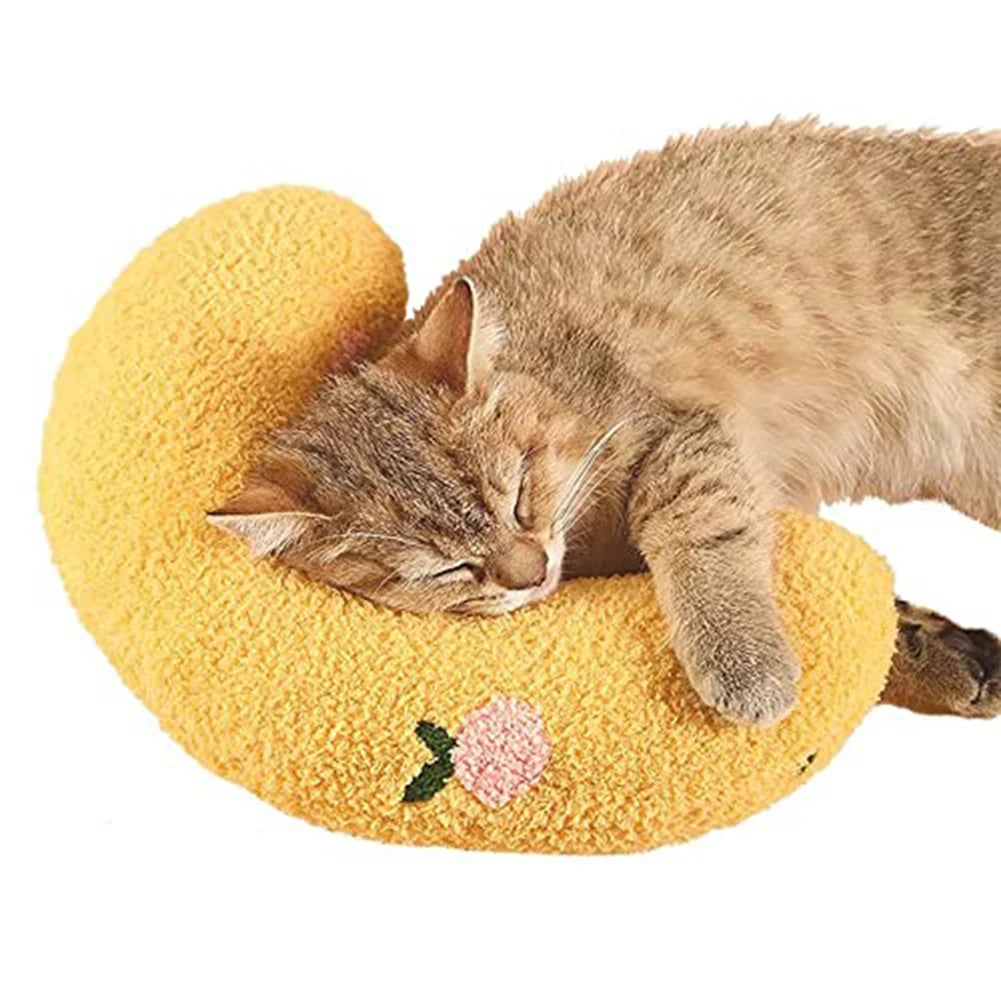 TWISTER.CKCN Velvet Pet Half Moon Pillow U Shaped Calming Toy For Cats And Small Dogs
