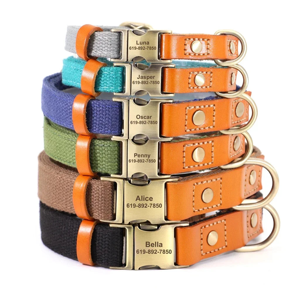 Pet Artist Nylon Custom Dog Collar Leash Set Nameplate ID
