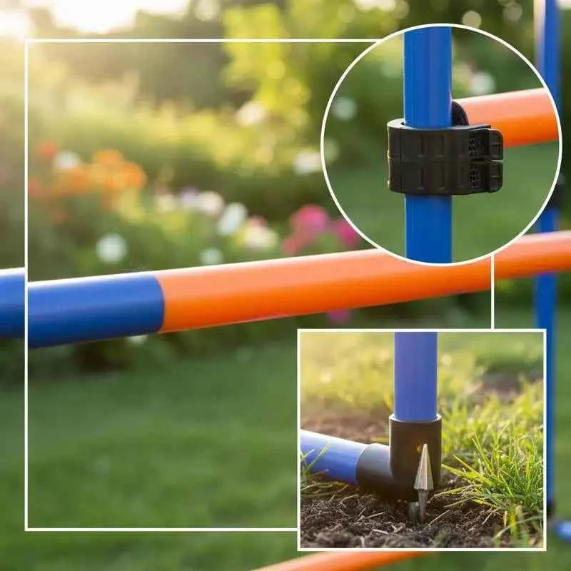 Dog Agility Training Kit Is A 4-piece Set of Dog Agility Training Equipment, Including 4 Height-adjustable Interlocking Obstacle Courses and A Carrying Bag