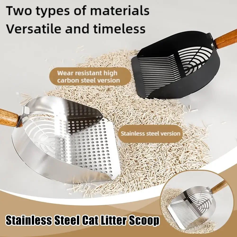 Steel Cat Litter Scoop Long Handle Pet Waste Shovel Cleaning Tool for Tofu Sand Litter Box Cats Supplies