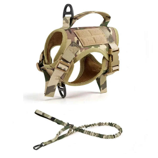Tactical Cat Harness Vest and Leash Set Adjustable Escape Proof Soft Mesh with Handle Outdoor Walking Pet Training Supplies