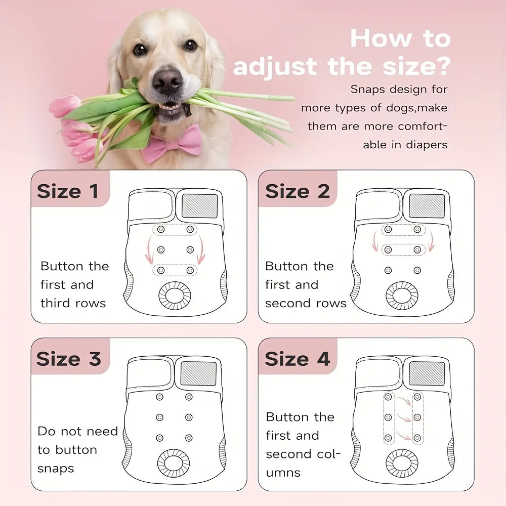 NONECN Soft Washable Reusable Dog Period Pants Highly Absorbent Snaps