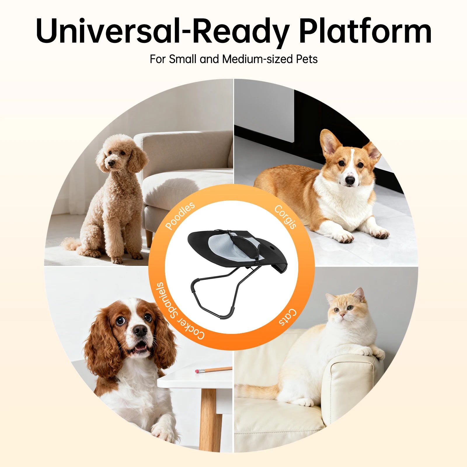 Foldable Pet Rocker Bed With Adjustable Height Stainless Steel Bracket