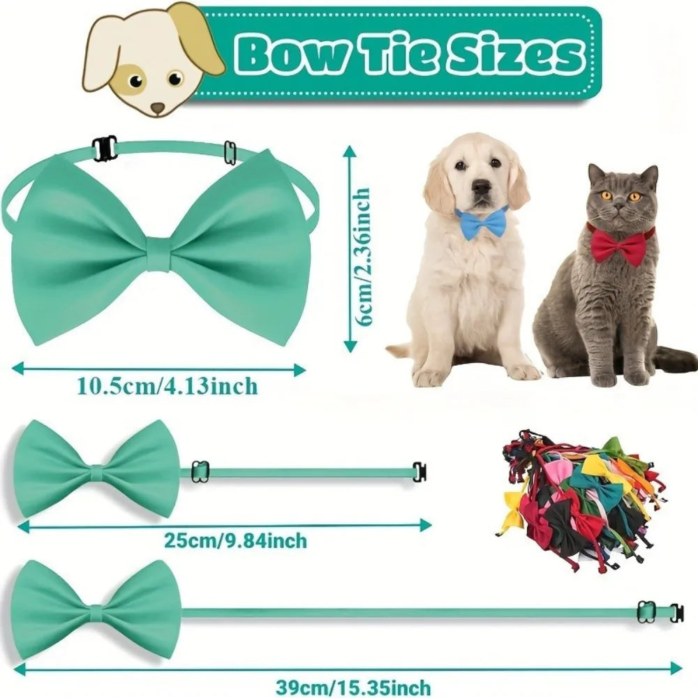 50 Pcs Dog Bow Ties Bulk Christmas Adjustable Pet Neckties