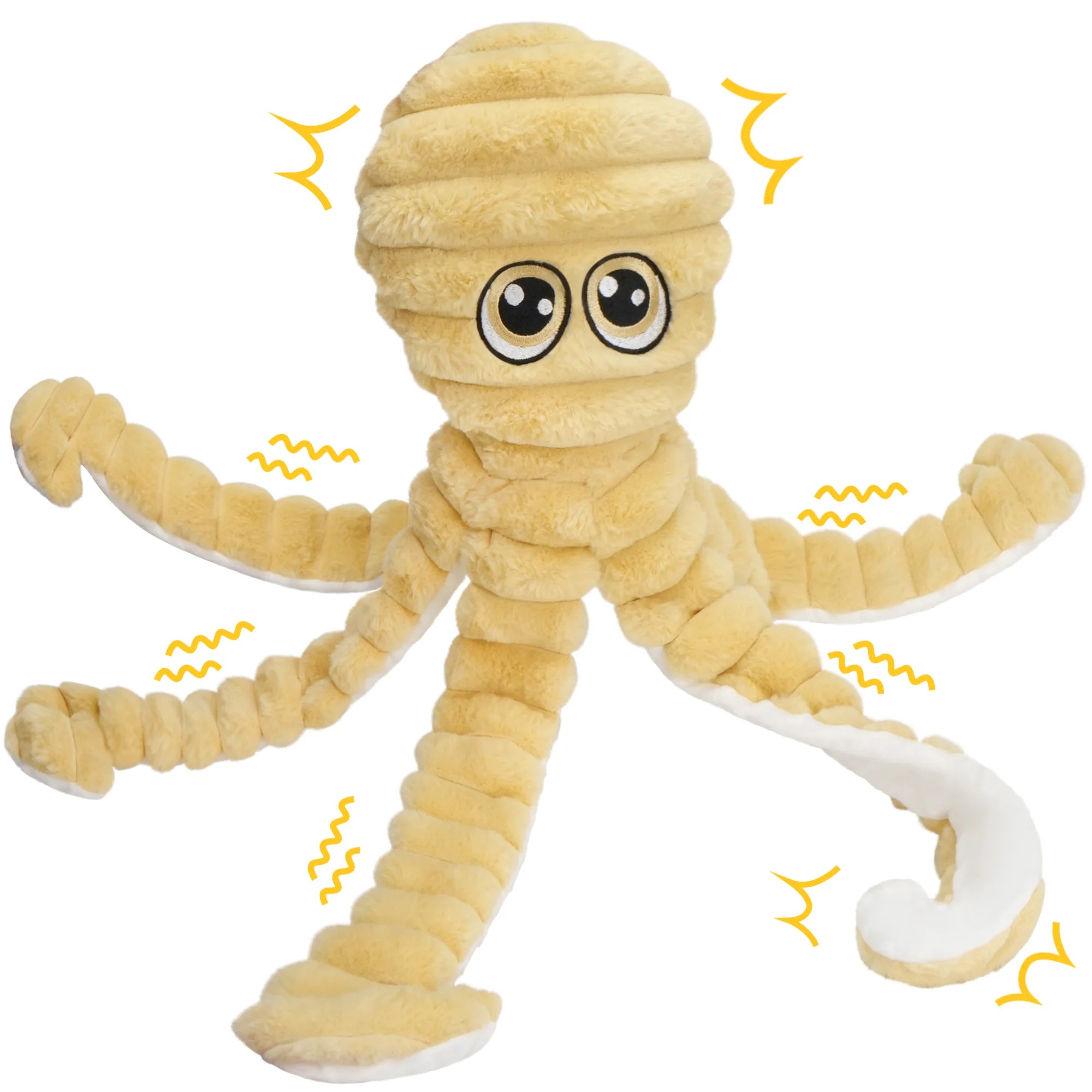 Hign-concerned Octopus Design Squeaky Plush Dog Toy Grinding Teeth Chew Interactive Pet Toy