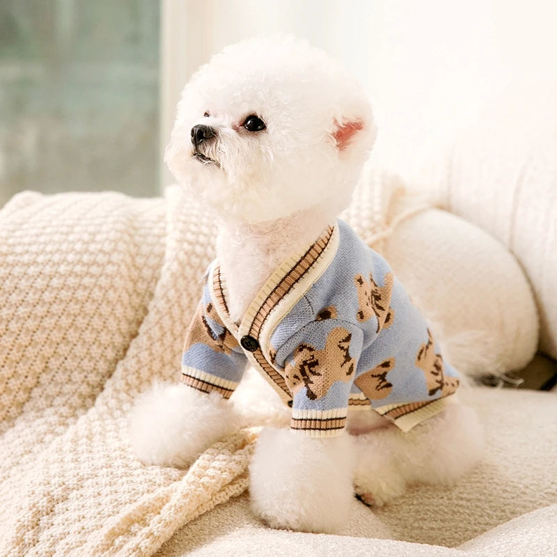 DOGGYZSTYLE Luxury Striped Cotton Cardigan Sweater For Dogs And Cats