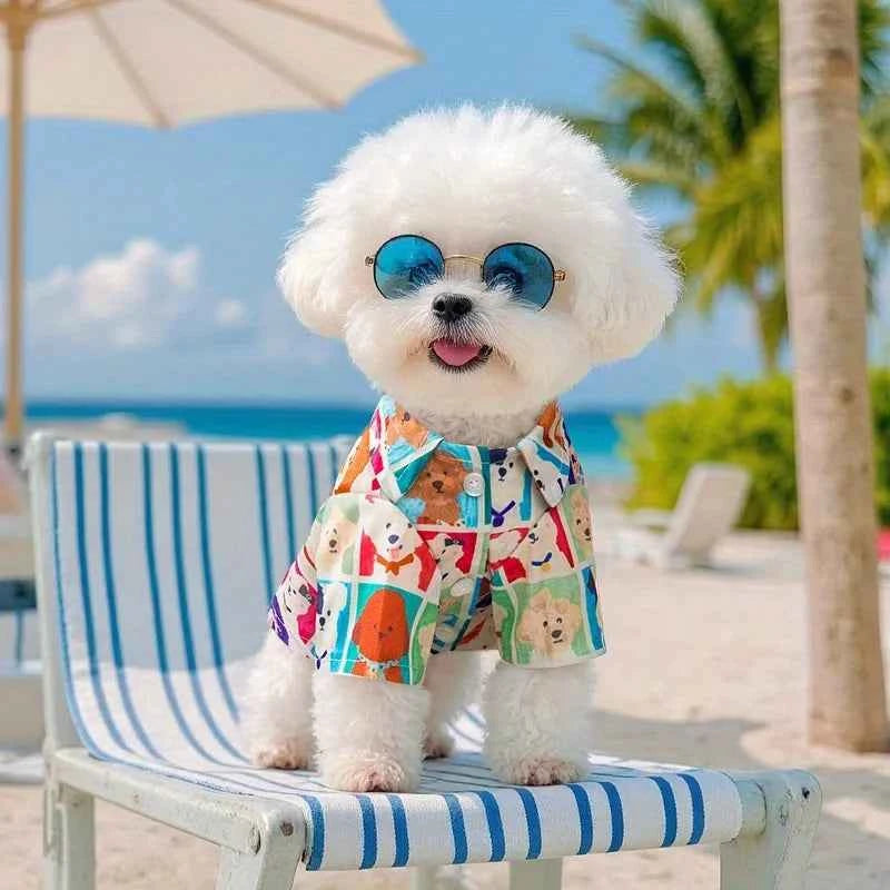 Stylish Lightweight Breathable Cartoon Pet Dog Shirt Clothing Set