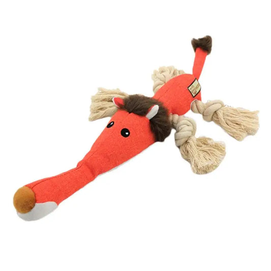 High Concerned Plush Dog Chew Toy With Squeaker And Cotton Rope Knot Interactive For Dental Health