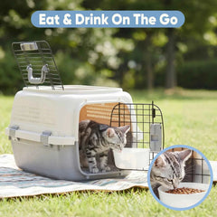 JHK 23Inch Pet Carrier for Small Dogs Cats  Front Top Load Wire Door Food Bowl Travel Crate with Enhanced Security Latchesfor