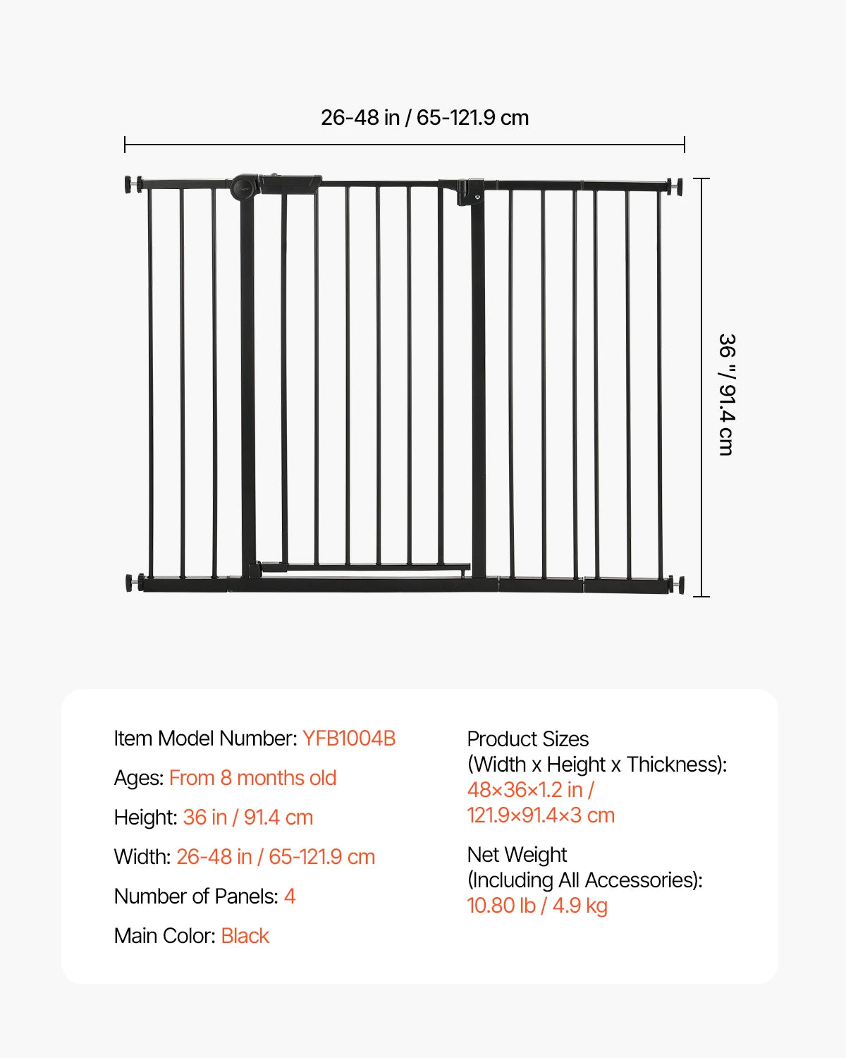 SucceBuy Baby Gate Walk Through for Dogs and Kids