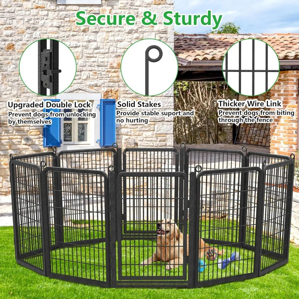 Dog Playpen Outdoor with Low Threshold Full Gate, 40" Height 14 Panels Large Dog Pen Dog Fence Outdoor for Yard, Heavy Duty Pet