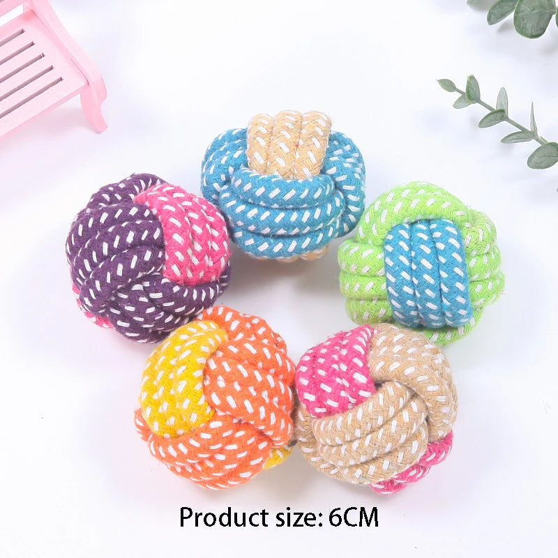 VZZ Interactive Cotton Rope Mini Dog Toy Ball Chew