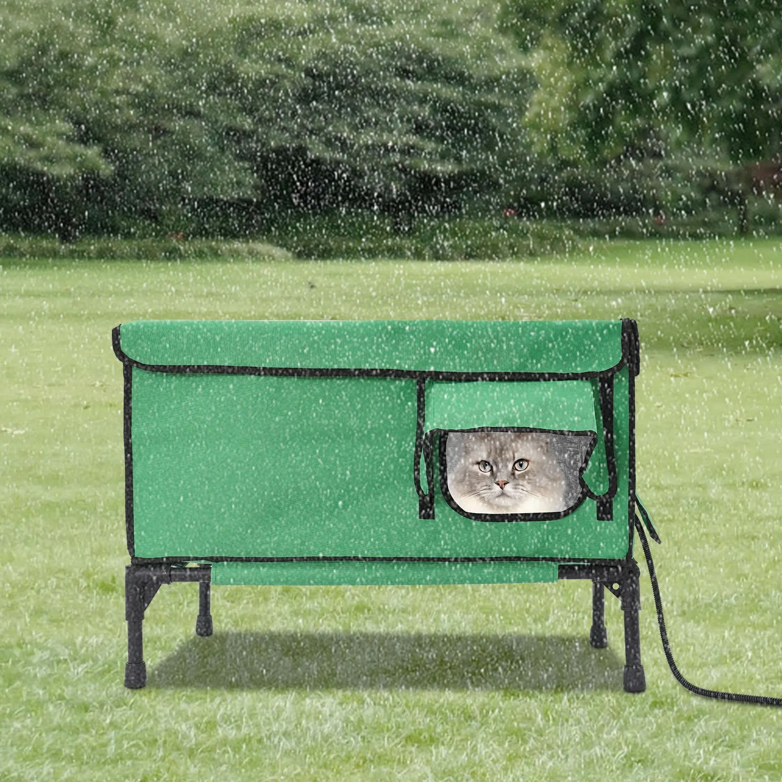 Heated Cat House With Adjustable Timer And Anti Scratch Pad