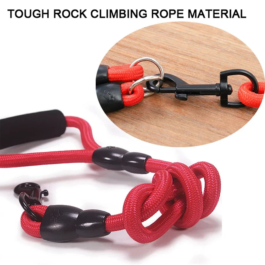 Double Head Nylon Dog Leash And Coupler For Two Dogs