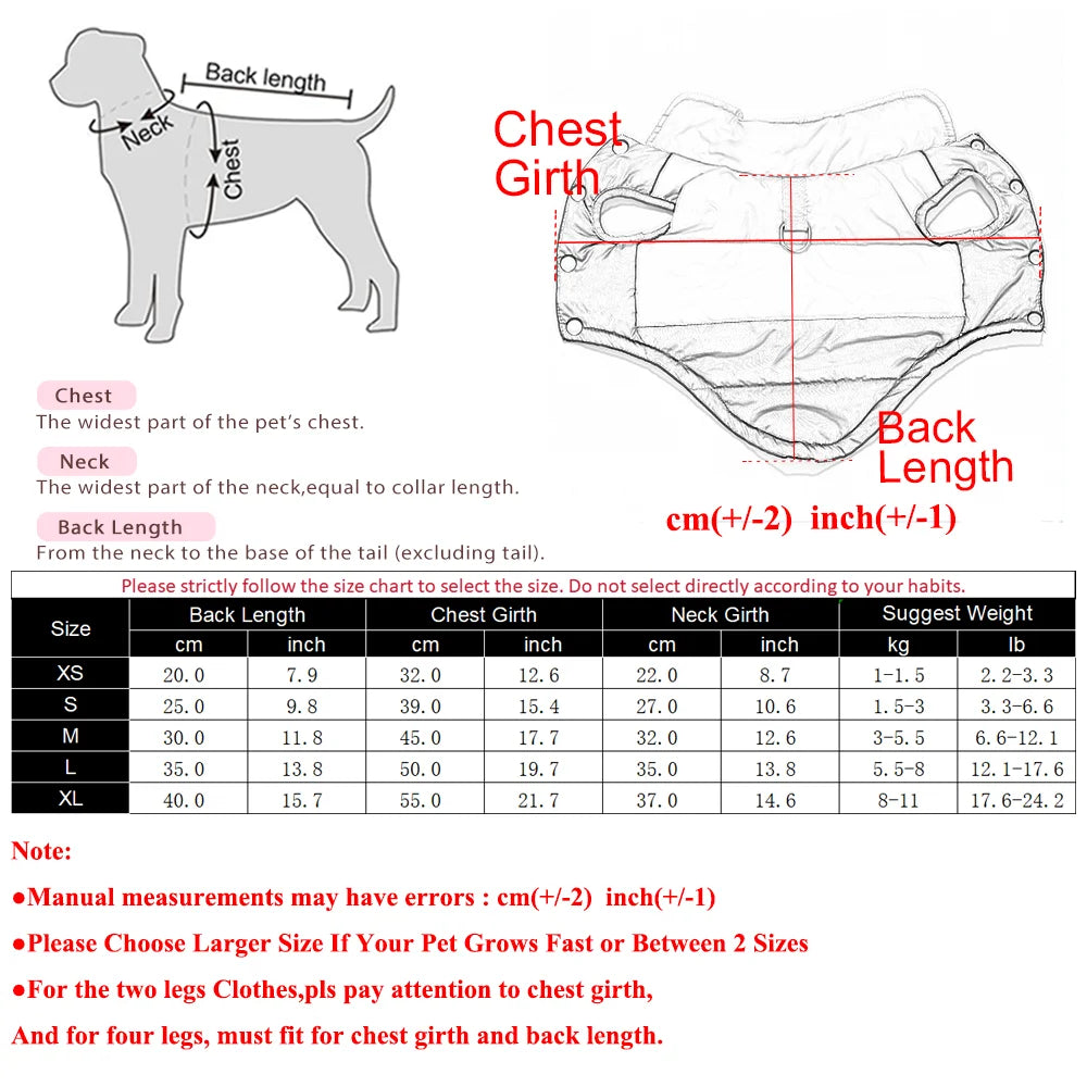 Winter Windproof Dog Coat With D-Ring Waterproof Pet Apparel