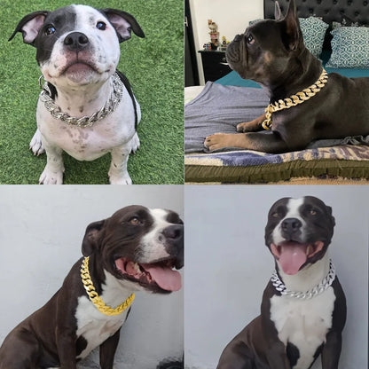 ABS Plastic Dog Collar With Diamond Inlay Sparkle Bulldog Necklace