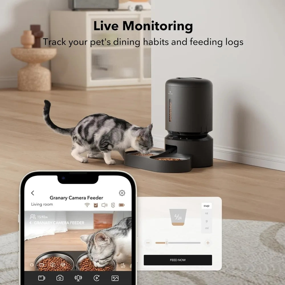 Automatic Cat Feeder With Camera And Two-Way Audio System