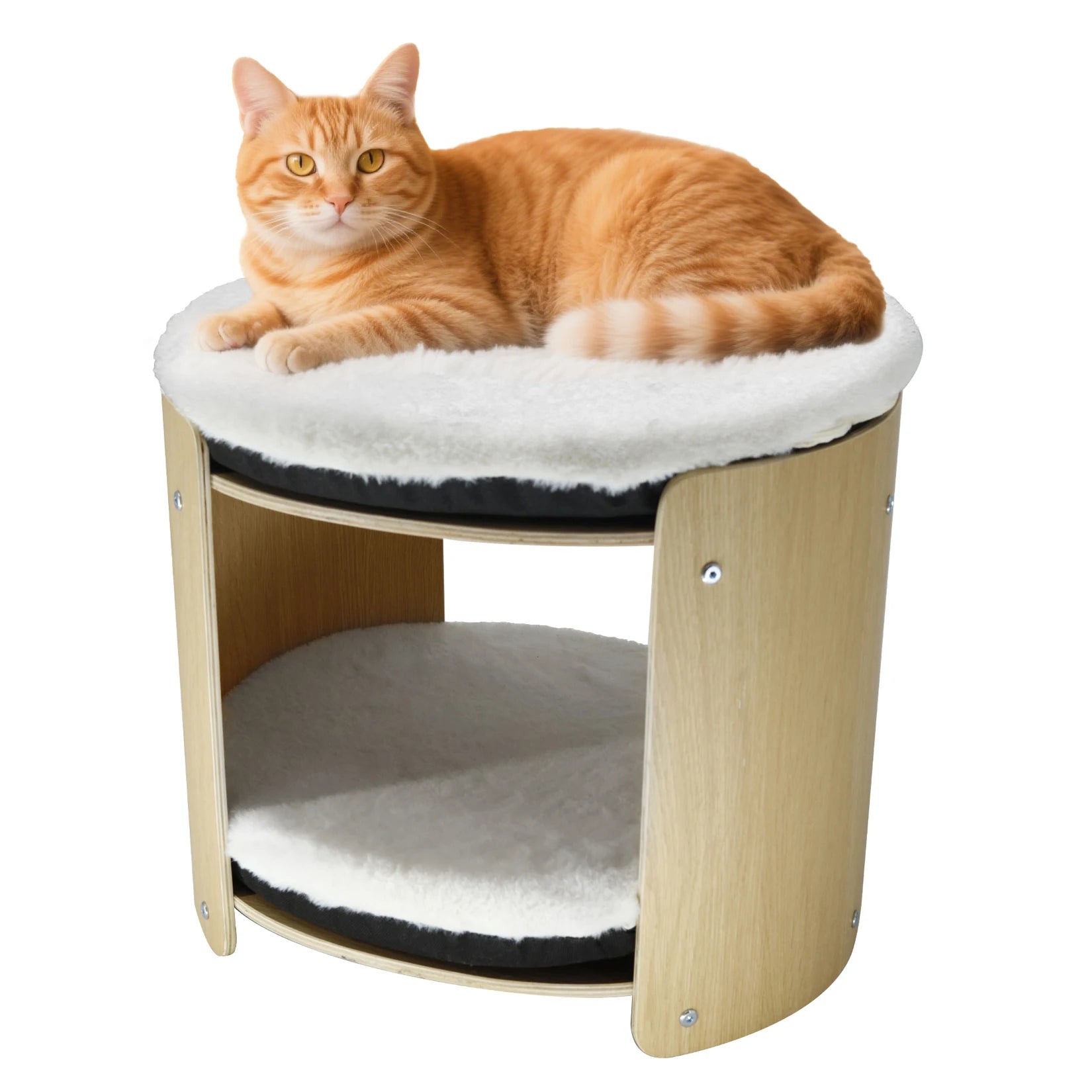 BINGOPAWCN Elevated Cat Bed Two-Tier Cat Tree Bamboo Frame
