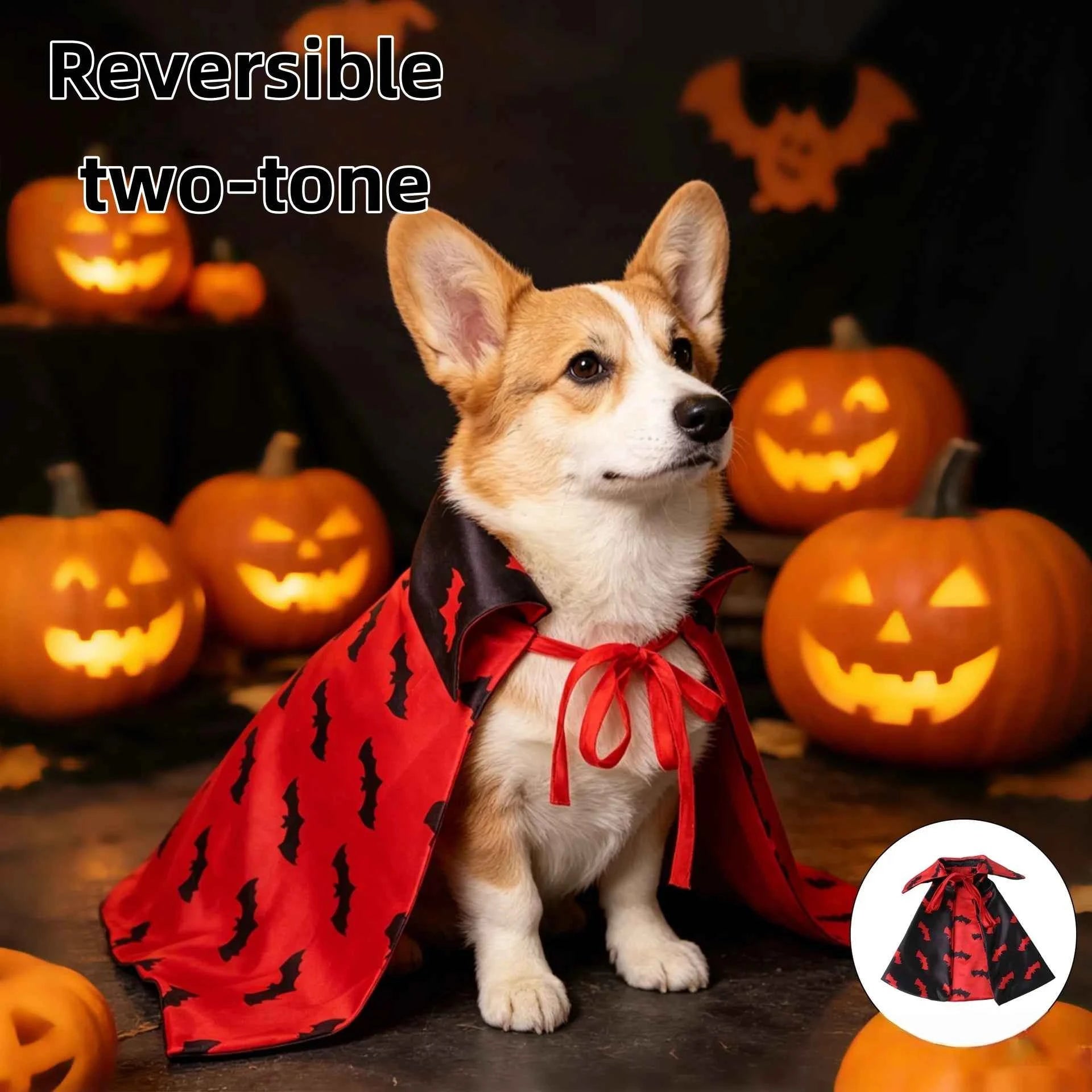 Halloween Reversible Bat Pet Vampire Cape Costume Outfit For Cats