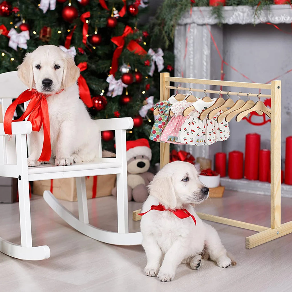 Solid Wood Pet Floor Hanger Dog Wardrobepet Dog Hanger Small Clothes Storage Rack Puppy Cat Wardrobe Coat Support Rack