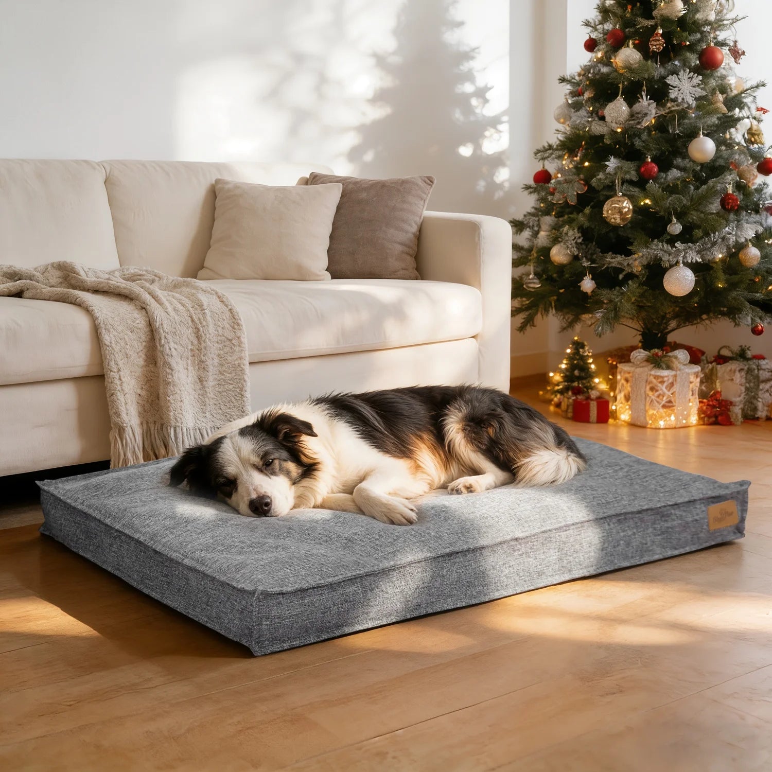 M/L/XL/2XL Dog Beds Cozy Cushion for Medium Large Dogs Rectangular Pet Bed Sleep Mat with Linen Cover Foam Base Waterproof Lining