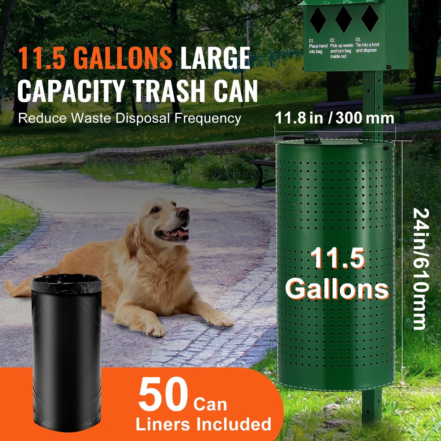 Dog Waste Station With Hand Wash Bottle Bag Dispenser Outdoor