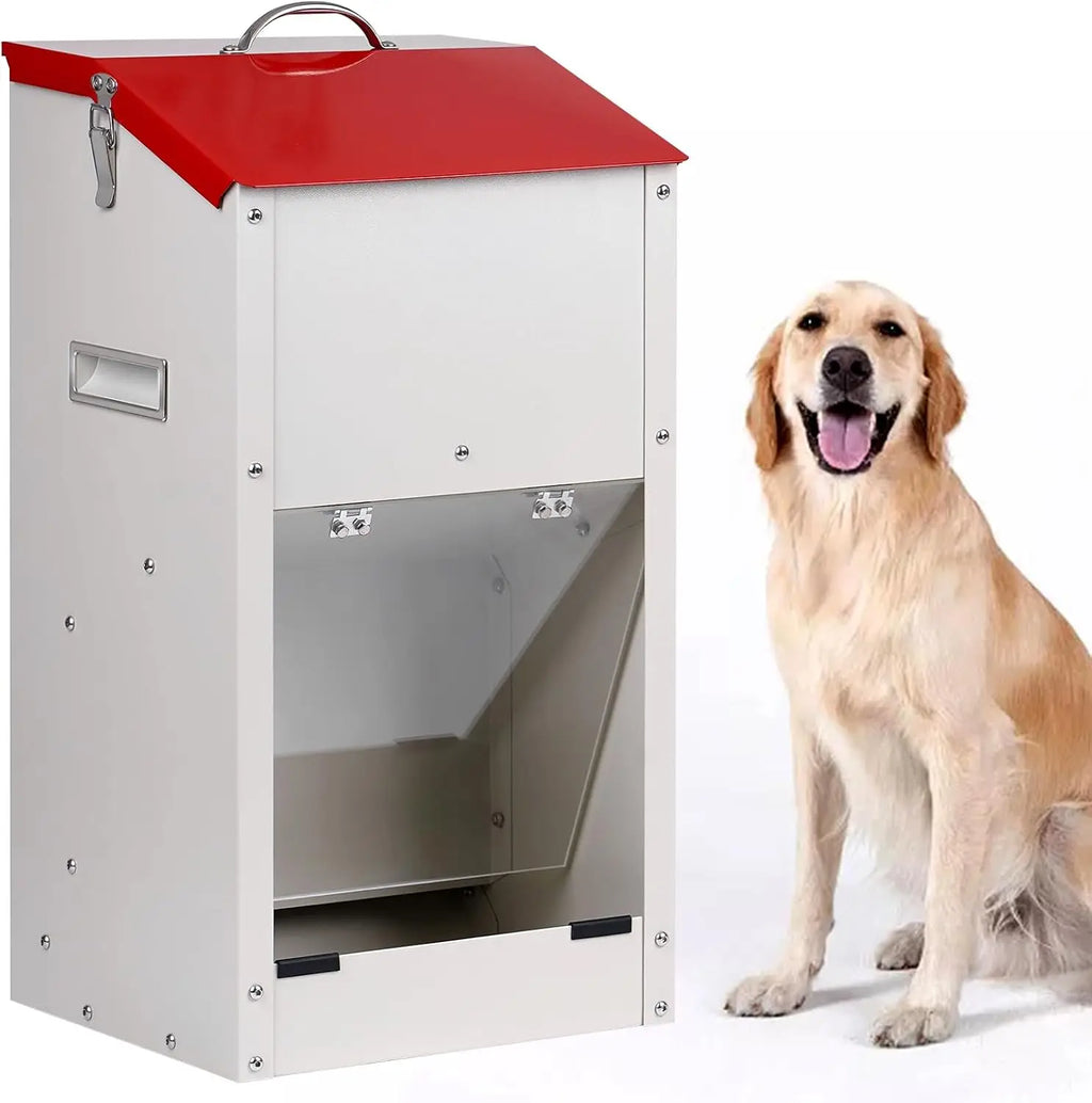 Automatic Dog Feeder for Large Dogs Outdoor 50Lbs Dog Food Dispenser Dog Feeding Station Galvanized Gravity Feeder Pet Feeder