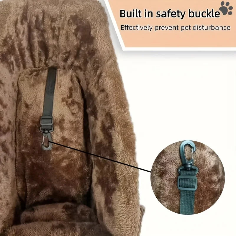 Fabric Dog Car Seat Booster Basket With Paw Print Headrest