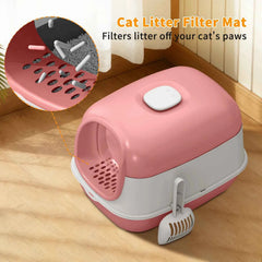 Switchable Open/Semi-Enclosed Cat Litter Box, Extra Large Jumbo Size for Multi-Cat Households, Splash-Proof and Anti-Tracking, Dual-Mode Over-the-Top Litter Pan, Low-Entry for Easy Cleaning，Suitable for cats of different si