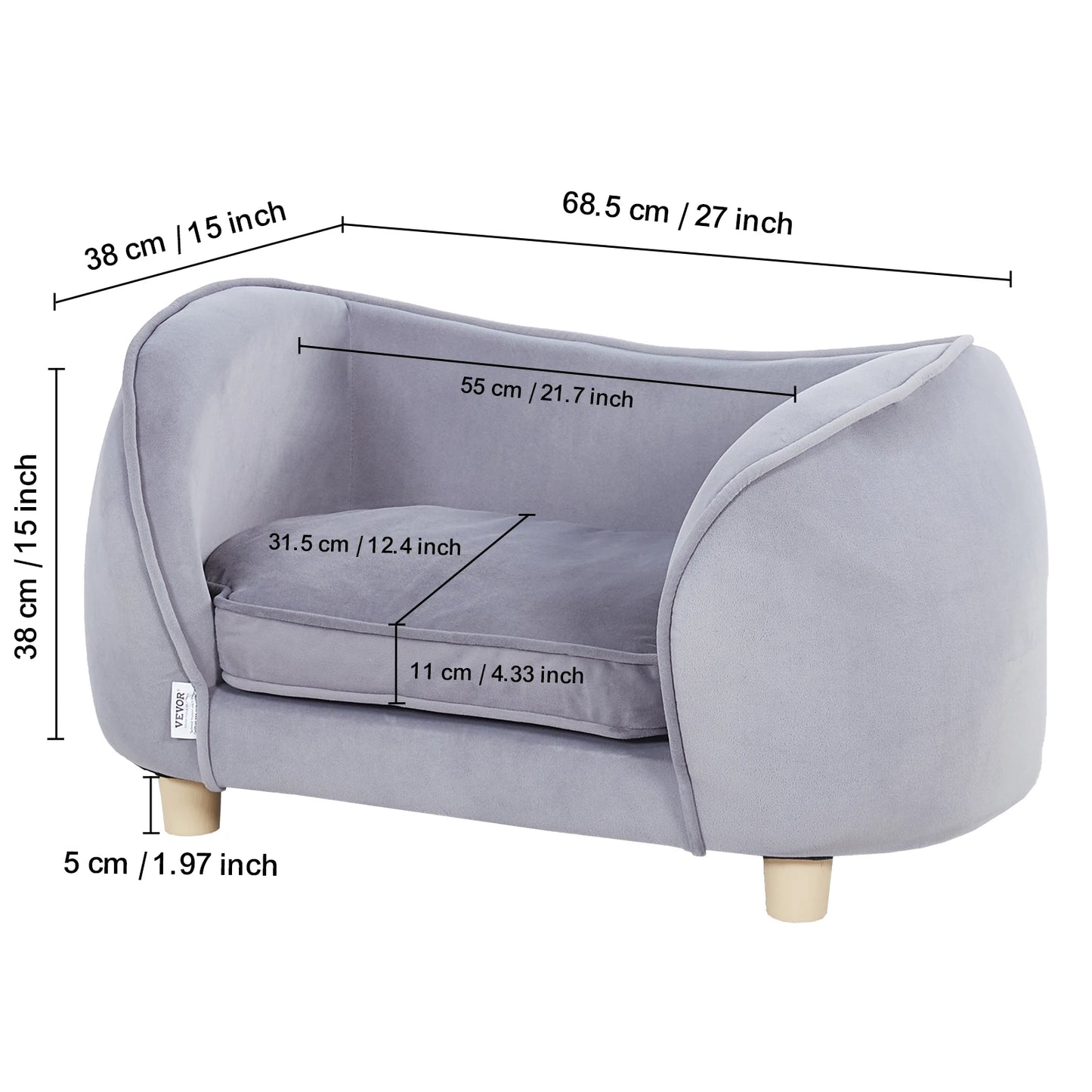 SucceBuy Velvet Pet Sofa for Dogs and Cats Living Room